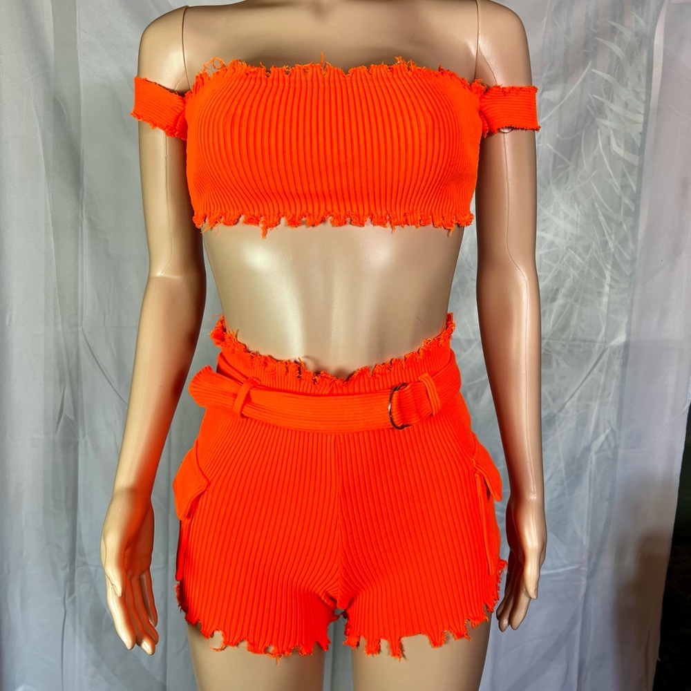 Orange neon two piece set